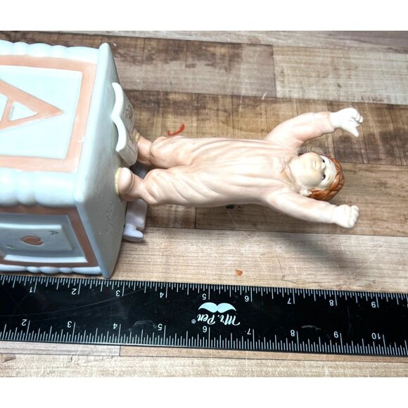 Vintage Luigi Ricciardi Porcelain Music Box Figurine Child & Doll - Picture 12 of 13